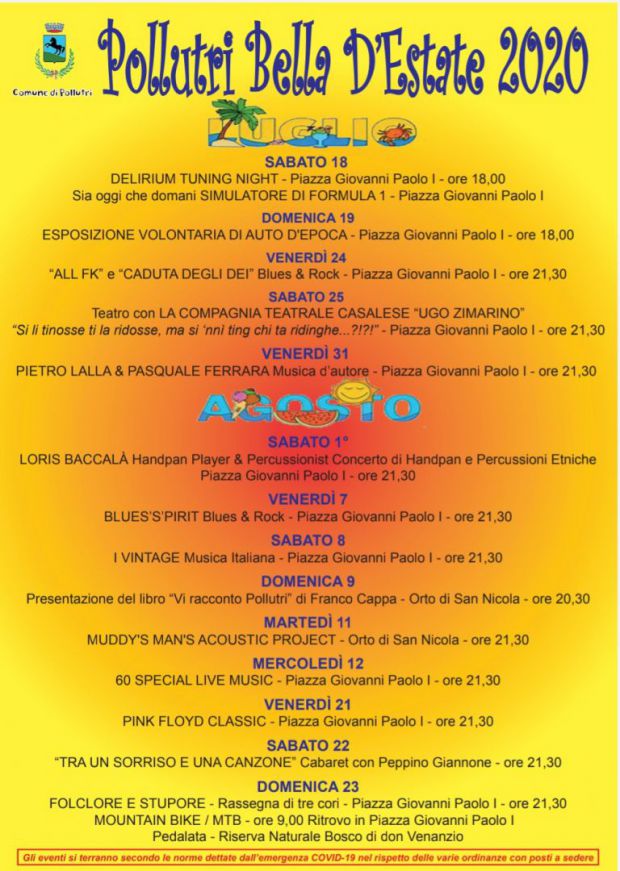 Calendario eventi estivi