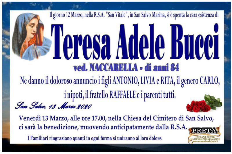 Teresa Adele Bucci 12/03/2020
