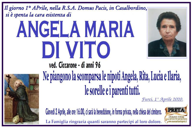 Angela Maria Di Vito 1/04/2020