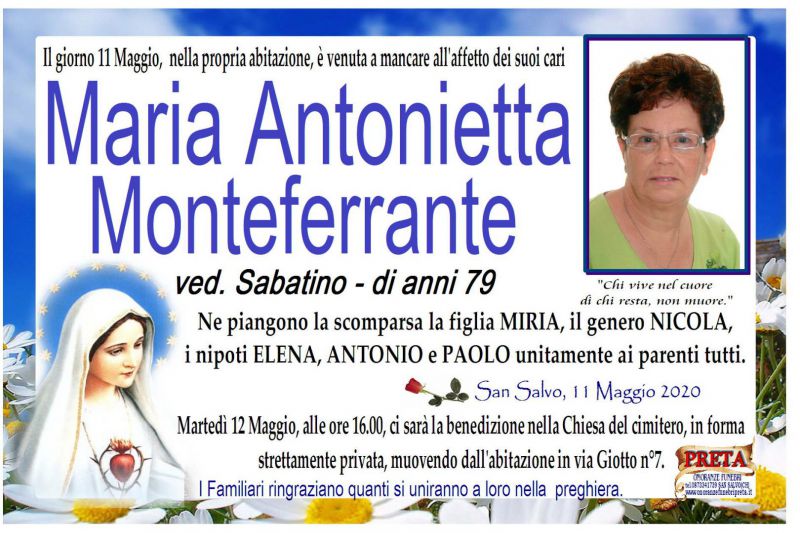 Maria Antonietta Monteferrante 11/05/2020