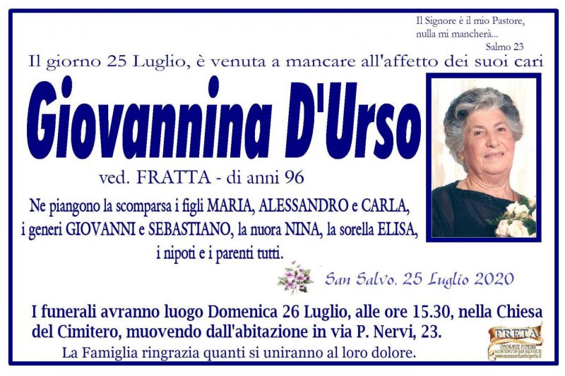 Giovannina D’Urso 25/07/2020