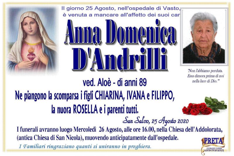 Anna Domenica D’Andrilli 25/08/2020