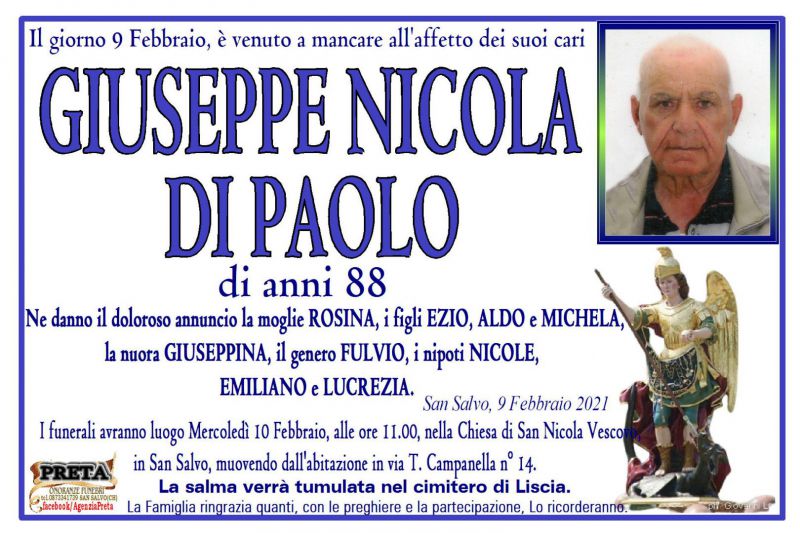 Giuseppe Nicola Di Paolo 9/02/2021
