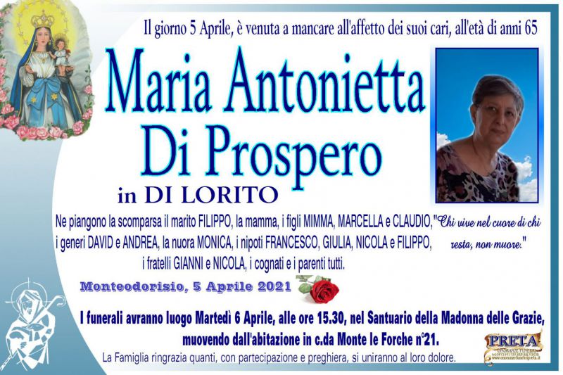 Maria Antonietta Di Prospero 5/04/2021