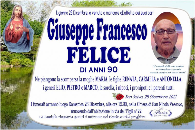 Giuseppe Francesco Felice 25/12/2021