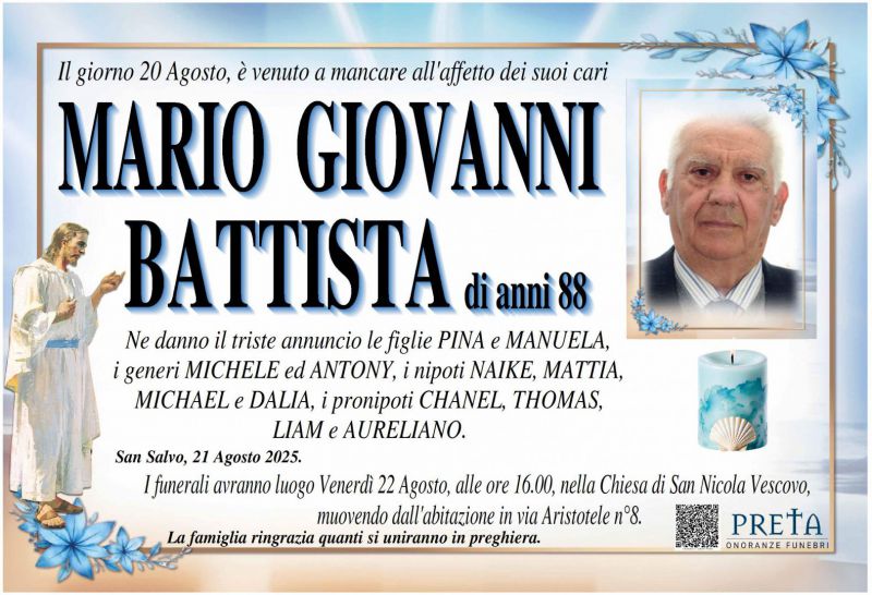 Mario Giovanni Battista 21/08/2025