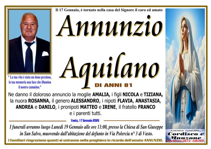 Annunzio Aquilano 17/01/2026