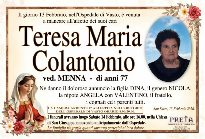 Teresa Maria Colantonio 13/02/2026
