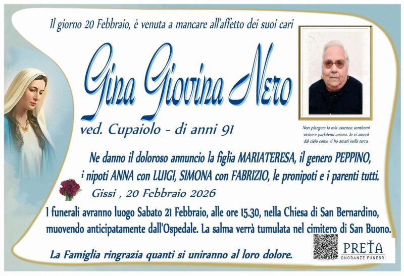 Gina Giovina Nero 20/02/2026
