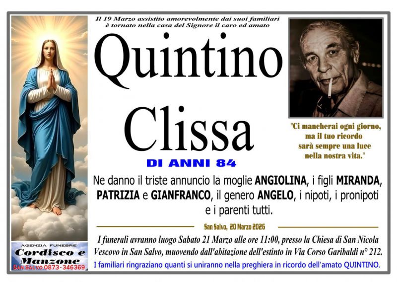 Quintino Clissa 20/03/2026