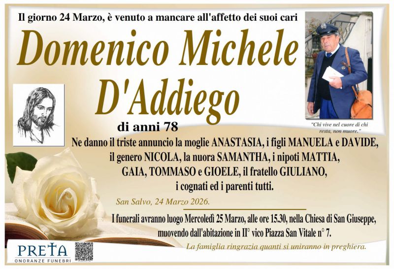 Domenico Michele D’Addiego 24/03/2026