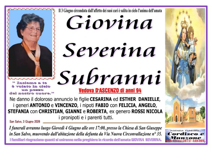 Giovina Severina Subranni 3/06/2026
