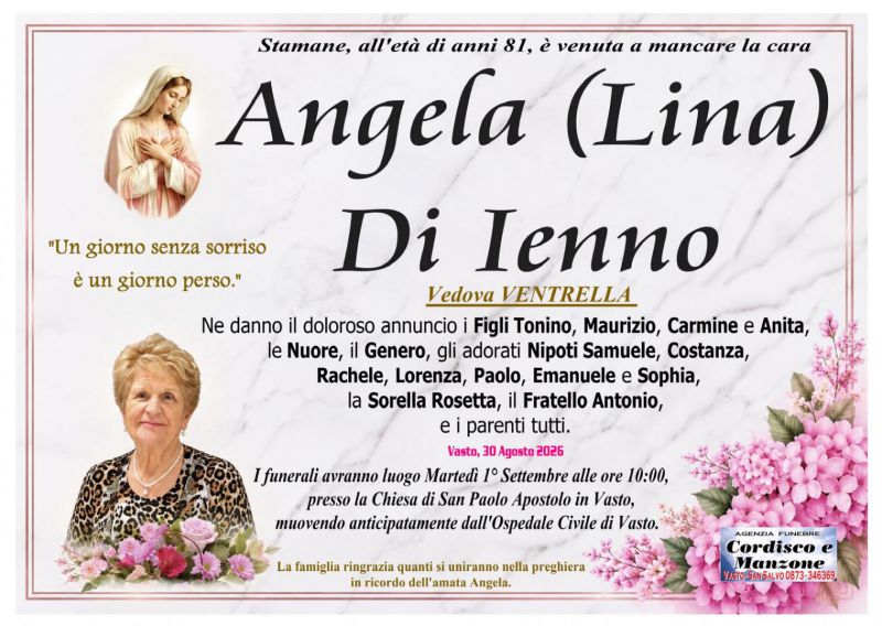 Angela (Lina) Di Ienno 30/08/2026